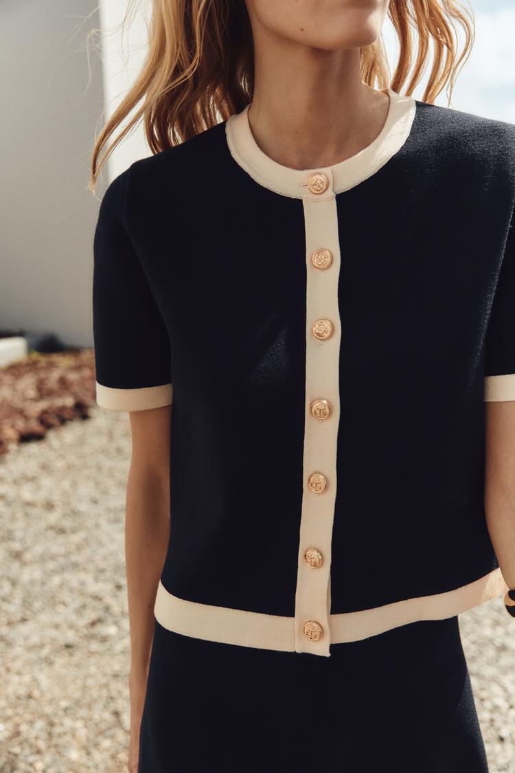 SHORT SLEEVE KNIT CARDIGAN