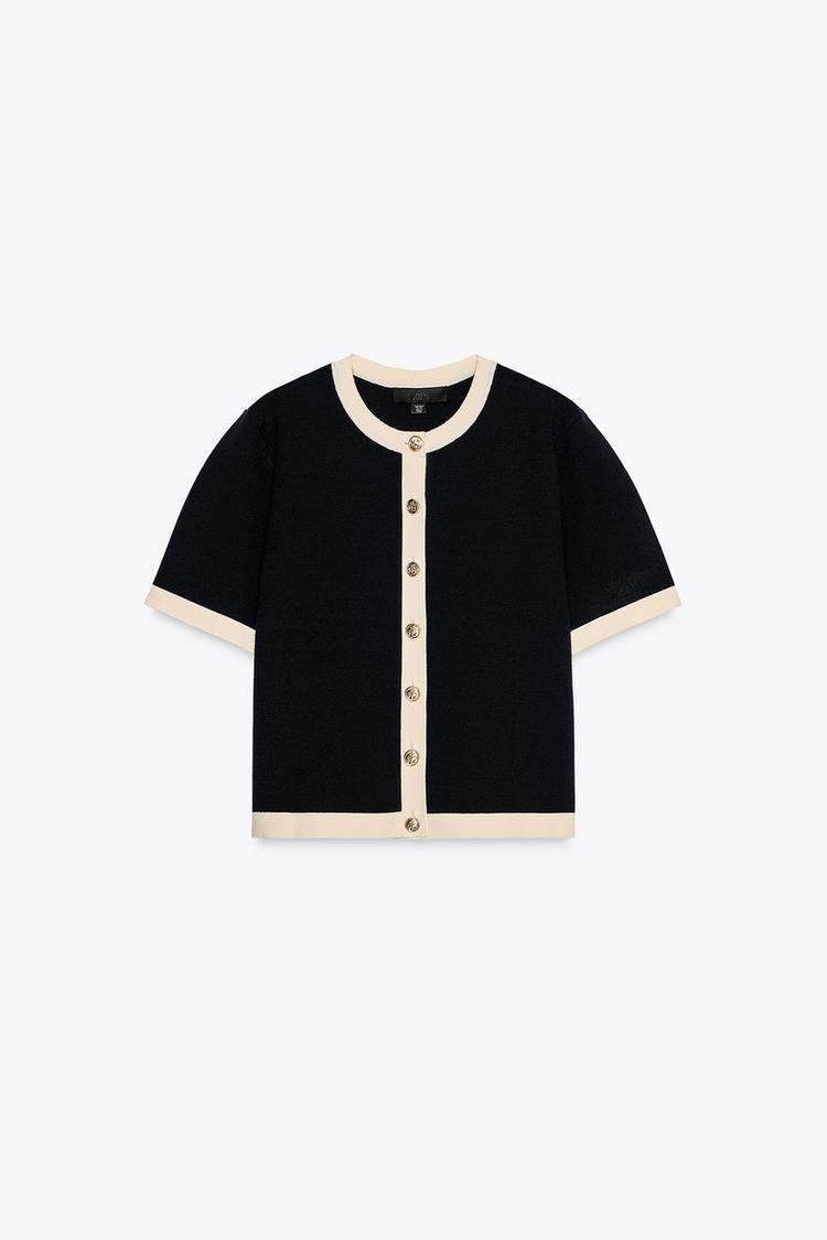 SHORT SLEEVE KNIT CARDIGAN
