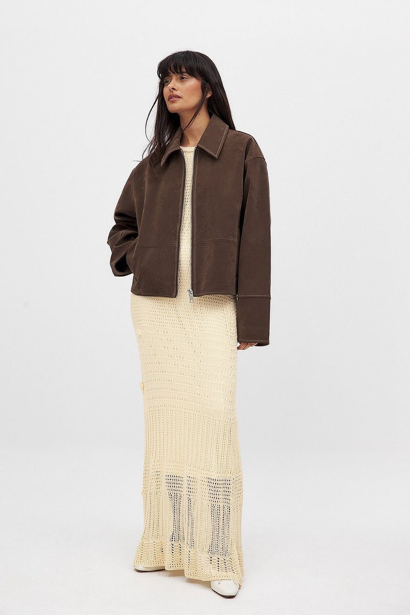 Brown Seude Zip Jacket
